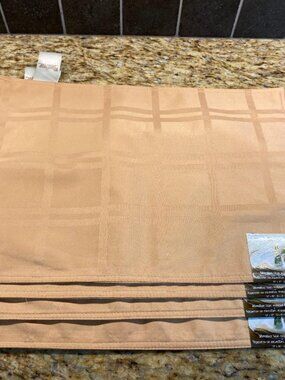 Boutique Jacquard Gold Stain Resistant Placemat Set of 4 ~ NEW